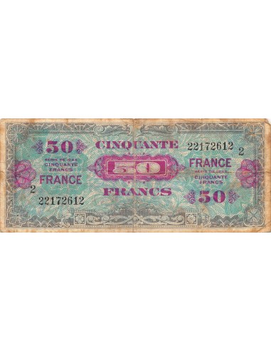 IMPRESSION AMERICAINE, FRANCE - 50 FRANCS 1944 SERIE 2 - B+