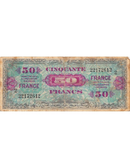IMPRESSION AMERICAINE, FRANCE - 50 FRANCS 1944 SERIE 2 - B+