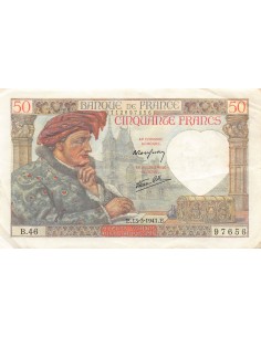 FRANCE, JACQUES COEUR - 50 FRANCS 13/03/1941 - SÉRIE B.46