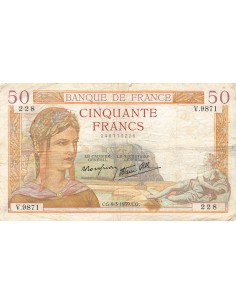 FRANCE, CÉRÈS - 50 FRANCS 09/03/1939 2