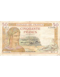 FRANCE, CÉRÈS - 50 FRANCS 10/08/1939 2