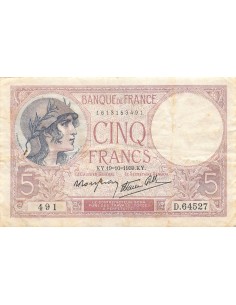 FRANCE - 5 FRANCS VIOLET 19/10/1939 SERIE D.64527