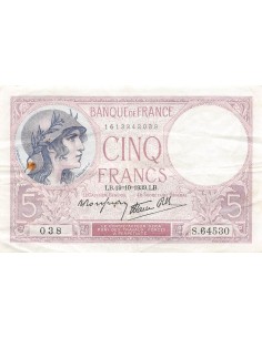 FRANCE - 5 FRANCS VIOLET 19/10/1939 SERIE S.64530