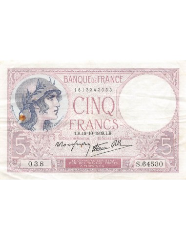 FRANCE - 5 FRANCS VIOLET 19/10/1939 SERIE S.64530