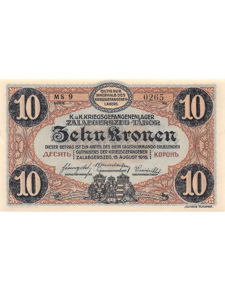 AUTRICHE-HONGRIE, PRISONNIERS DE GUERRE - 10 KRONEN 1916