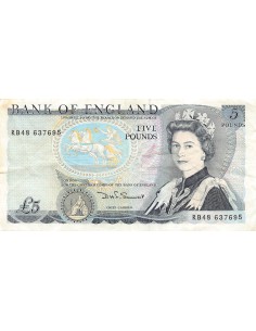 GRANDE-BRETAGNE, ELISABETH II - 5 POUNDS 1988 / 1991 - WELLINGTON
