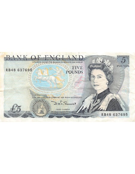 GRANDE-BRETAGNE, ELISABETH II - 5 POUNDS 1988 / 1991 - WELLINGTON