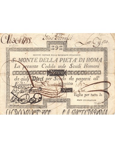 ITALIE, ETATS PONTIFICAUX, MONTE DELLA PIETA  - 9 SCUDI 1785 / 1797 ROME