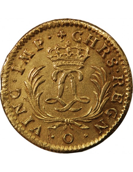 LOUIS XV - LOUIS D'OR MIRLITON AUX PALMES LONGUES 1724 O RIOM