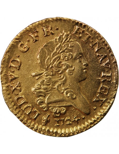 LOUIS XV - LOUIS D'OR MIRLITON AUX PALMES LONGUES 1724 O RIOM