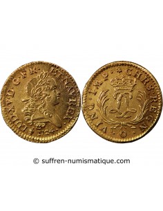 LOUIS XV - LOUIS D'OR MIRLITON AUX PALMES LONGUES 1724 O RIOM