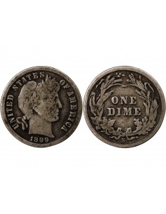 USA - 10 CENTS ARGENT "Barber Dime" 1899 SAN FRANCISCO 2