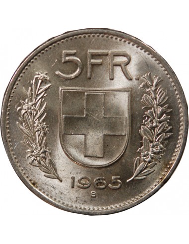 SUISSE - 5 FRANCS ARGENT 1965 BERNE