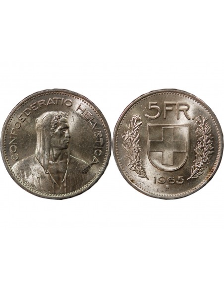 SUISSE - 5 FRANCS ARGENT 1965 BERNE
