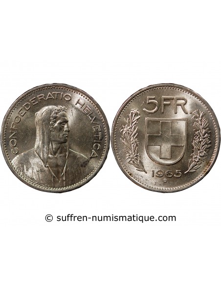 SUISSE - 5 FRANCS ARGENT 1965 BERNE