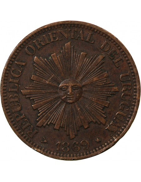 URUGUAY - 4 CENTESIMOS 1869 H HEATON