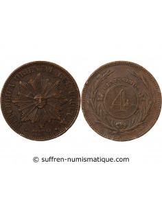 URUGUAY - 4 CENTESIMOS 1869 H HEATON