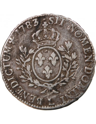 LOUIS XVI - ÉCU ARGENT AUX BRANCHES D'OLIVIER 1783 L BAYONNE