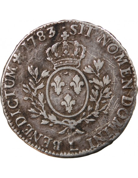 LOUIS XVI - ÉCU ARGENT AUX BRANCHES D'OLIVIER 1783 L BAYONNE