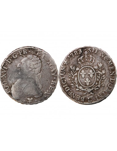 LOUIS XVI - ÉCU ARGENT AUX BRANCHES D'OLIVIER 1783 L BAYONNE