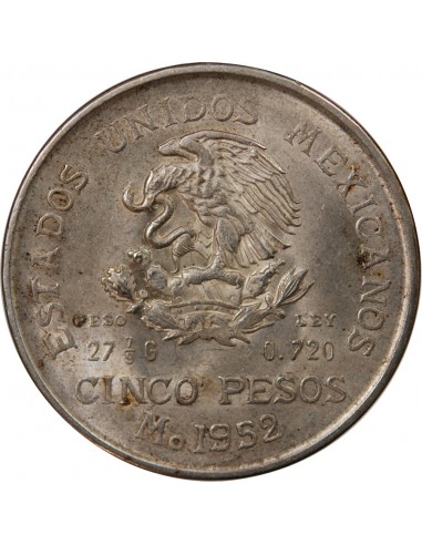 MEXIQUE, HIDALGO - 5 PESOS ARGENT 1952 MEXICO