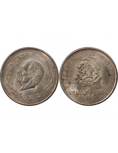 MEXIQUE, HIDALGO - 5 PESOS ARGENT 1952 MEXICO