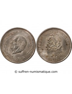 MEXIQUE, HIDALGO - 5 PESOS ARGENT 1952 MEXICO