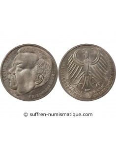 ALLEMAGNE - 5 MARK ARGENT 1975 J HAMBOURG - FRIEDRICH EBERT