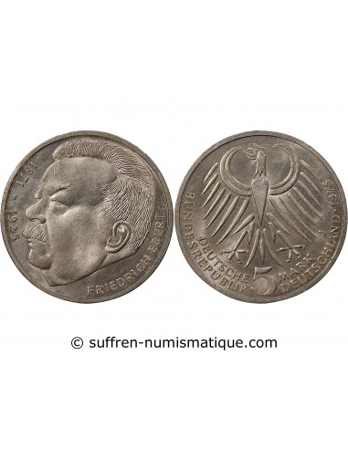 ALLEMAGNE - 5 MARK ARGENT 1975 J HAMBOURG - FRIEDRICH EBERT