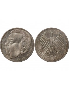 ALLEMAGNE - 5 MARK ARGENT 1975 J HAMBOURG - FRIEDRICH EBERT 2