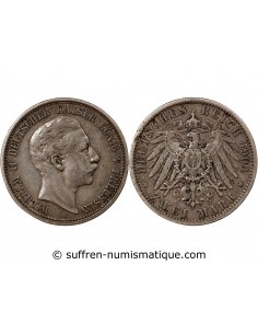 ALLEMAGNE, PRUSSE, WILHELM II - 2 MARK ARGENT 1904 A BERLIN