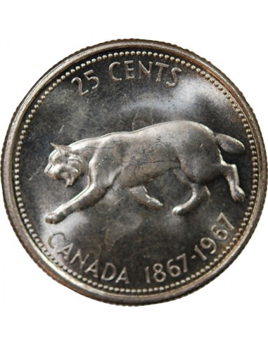 CANADA, ELIZABETH II - 25 CENTS ARGENT 1967