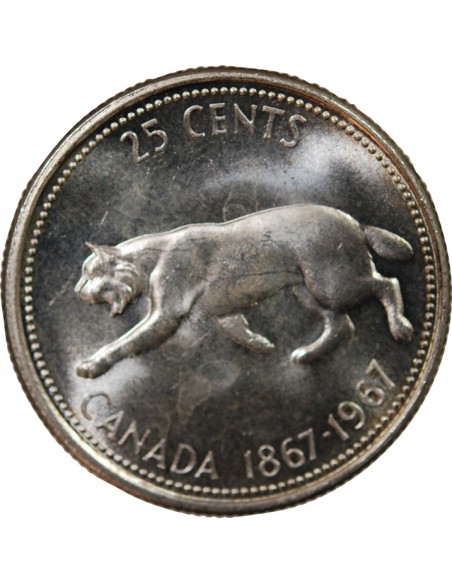 CANADA, ELIZABETH II - 25 CENTS ARGENT 1967