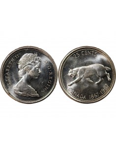 CANADA, ELIZABETH II - 25 CENTS ARGENT 1967 2