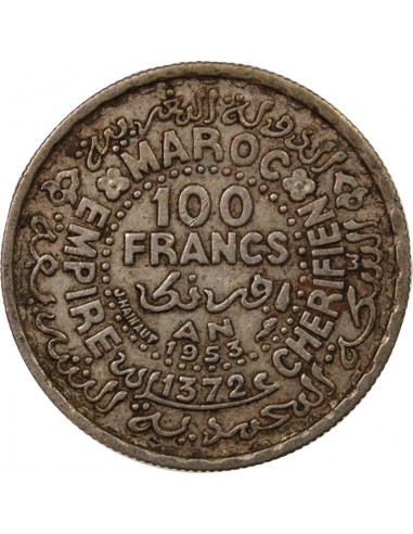 MAROC, MOHAMMED V - 100 FRANCS ARGENT 1953