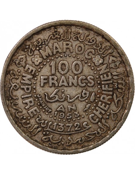 MAROC, MOHAMMED V - 100 FRANCS ARGENT 1953