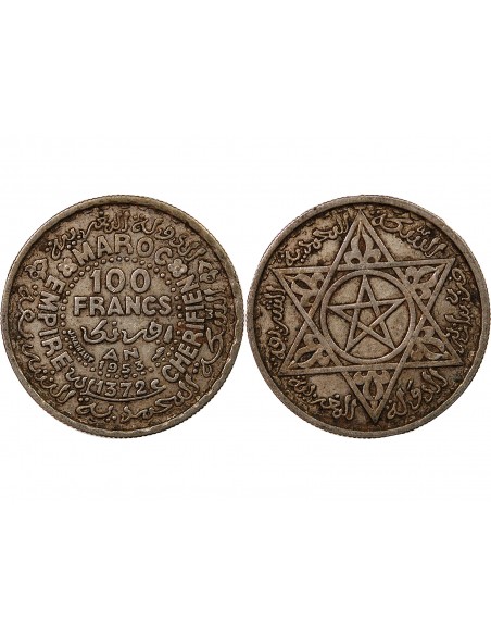 MAROC, MOHAMMED V - 100 FRANCS ARGENT 1953