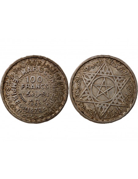MAROC, MOHAMMED V - 100 FRANCS ARGENT 1953