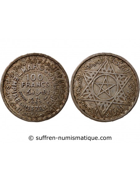 MAROC, MOHAMMED V - 100 FRANCS ARGENT 1953