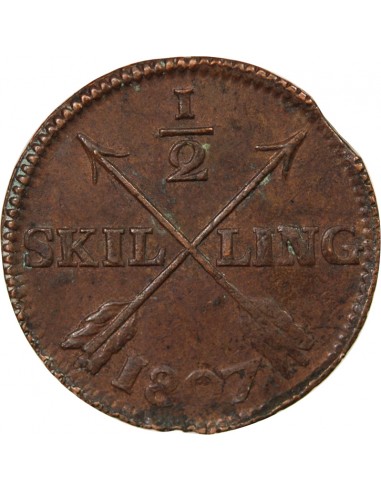 SUÈDE, GUSTAV IV ADOLF - 1/2 SKILLING 1807