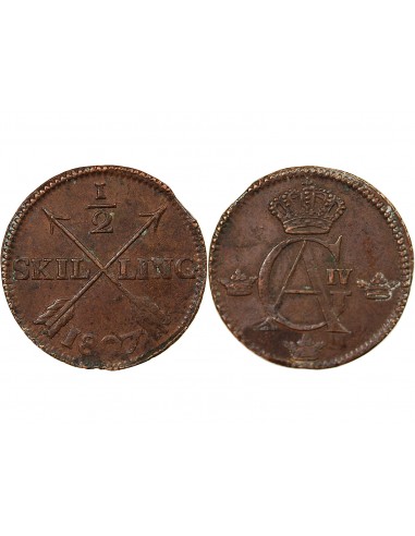 SUÈDE, GUSTAV IV ADOLF - 1/2 SKILLING 1807