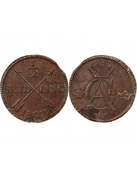 SUÈDE, GUSTAV IV ADOLF - 1/2 SKILLING 1807