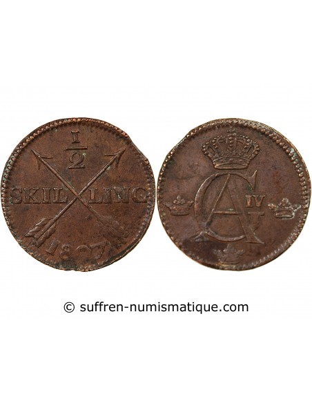SUÈDE, GUSTAV IV ADOLF - 1/2 SKILLING 1807