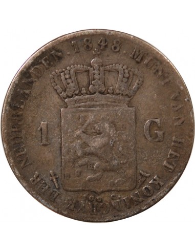 PAYS-BAS, GUILLAUME II - GULDEN ARGENT 1848
