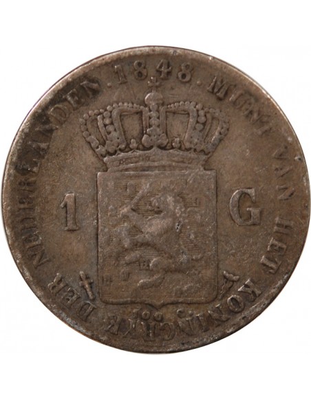 PAYS-BAS, GUILLAUME II - GULDEN ARGENT 1848