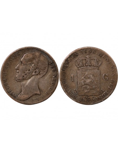 PAYS-BAS, GUILLAUME II - GULDEN ARGENT 1848