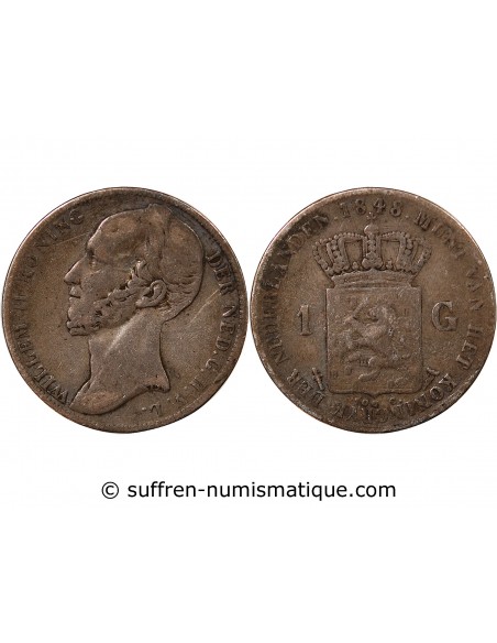 PAYS-BAS, GUILLAUME II - GULDEN ARGENT 1848