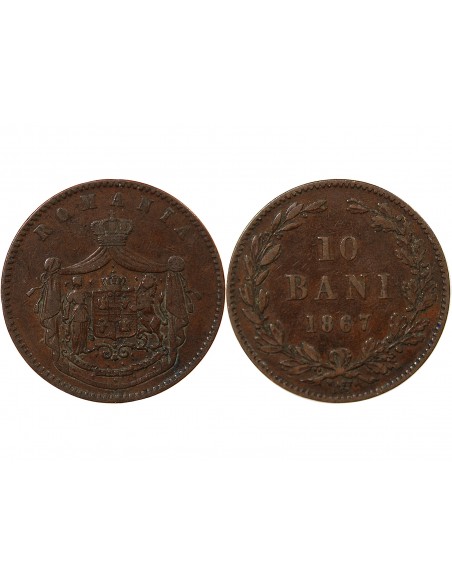 ROUMANIE, CAROL Ier - 10 BANI 1867