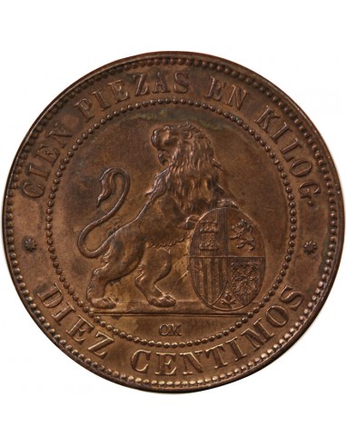 ESPAGNE, GOUVERNEMENT PROVISOIRE - 10 CENTIMOS 1870