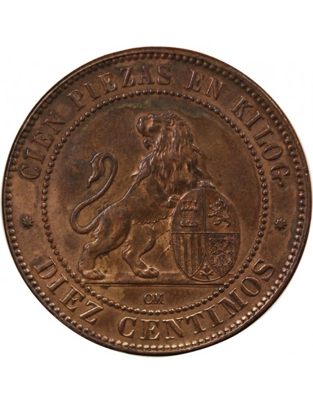 ESPAGNE, GOUVERNEMENT PROVISOIRE - 10 CENTIMOS 1870